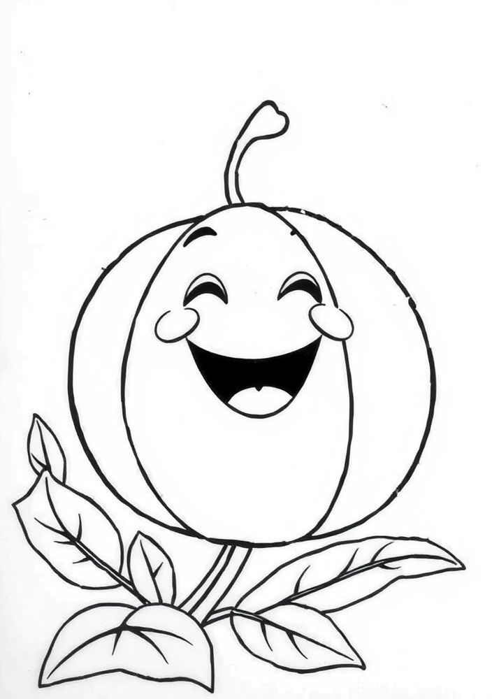 Desenho de Laranja com Carinha Feliz para colorir