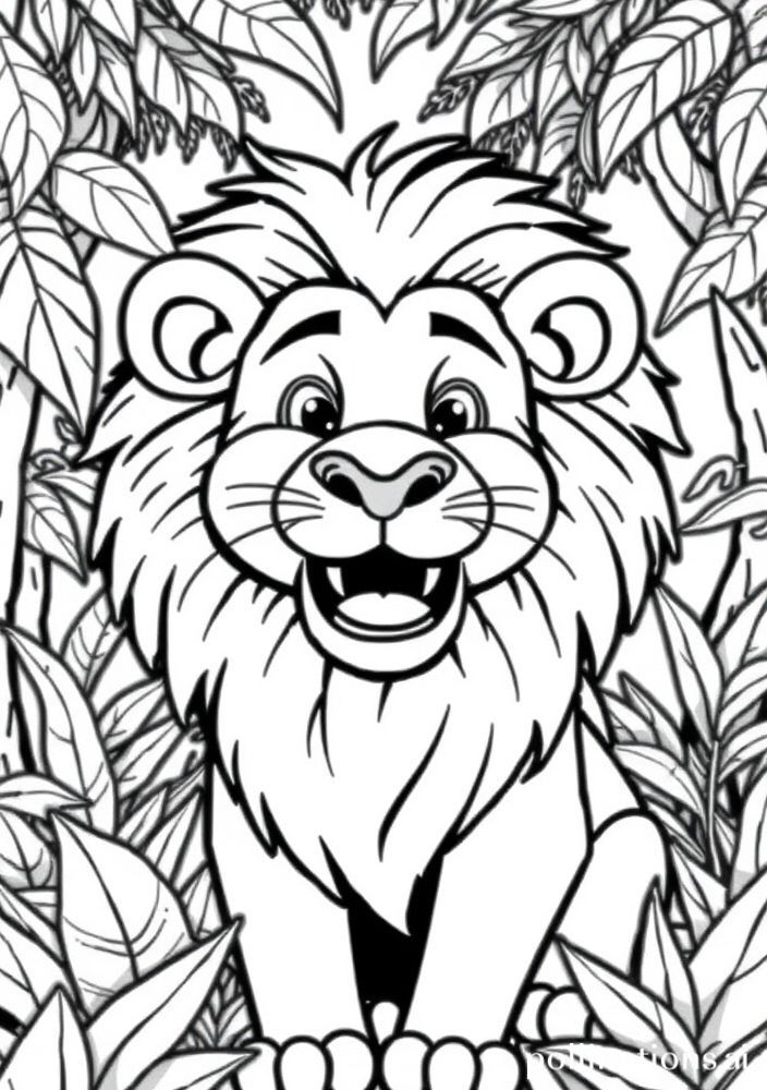 Desenho de Leão Sorridente para colorir