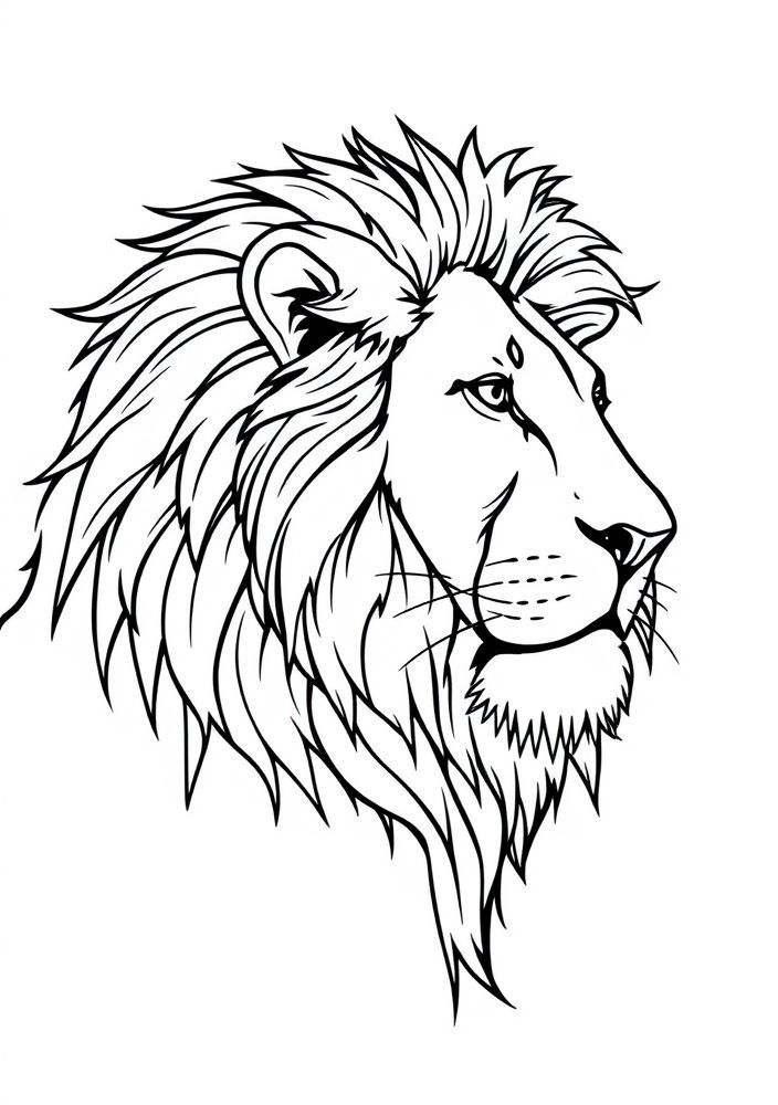 Desenho de Leão de Perfil para Colorir