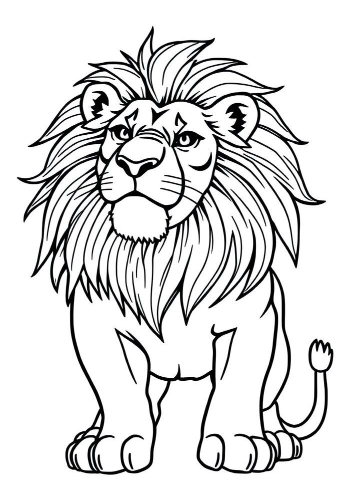 Desenho de Leão em Alerta para Colorir