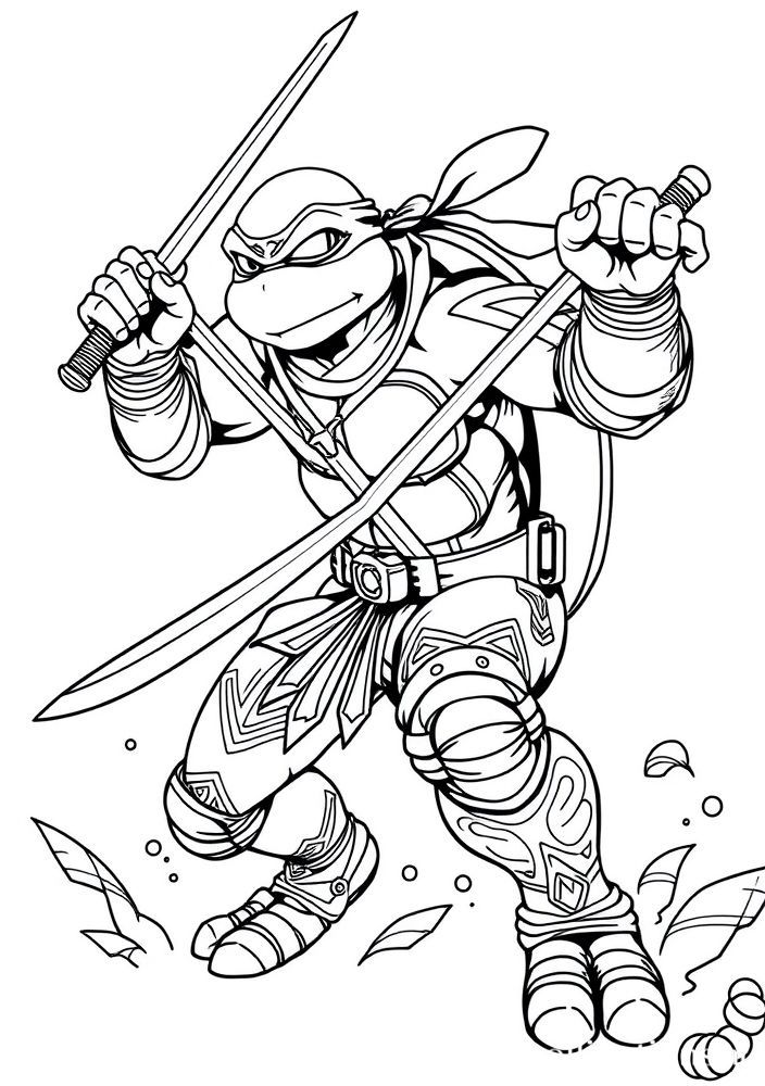 Desenho de Leonardo, o líder das Tartarugas Ninjas para colorir