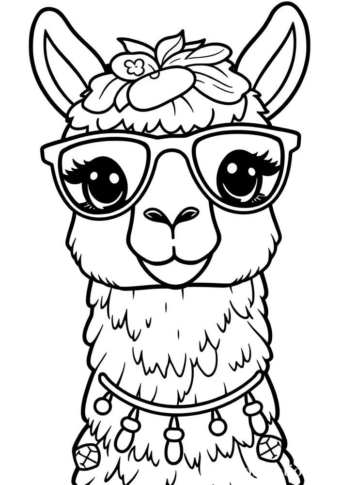 Desenho de Lhama Kawaii para colorir