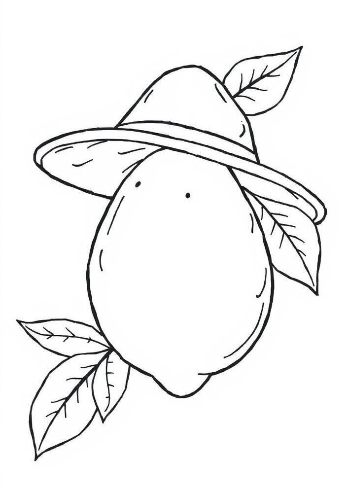 Desenho de Limão com Chapéu para colorir