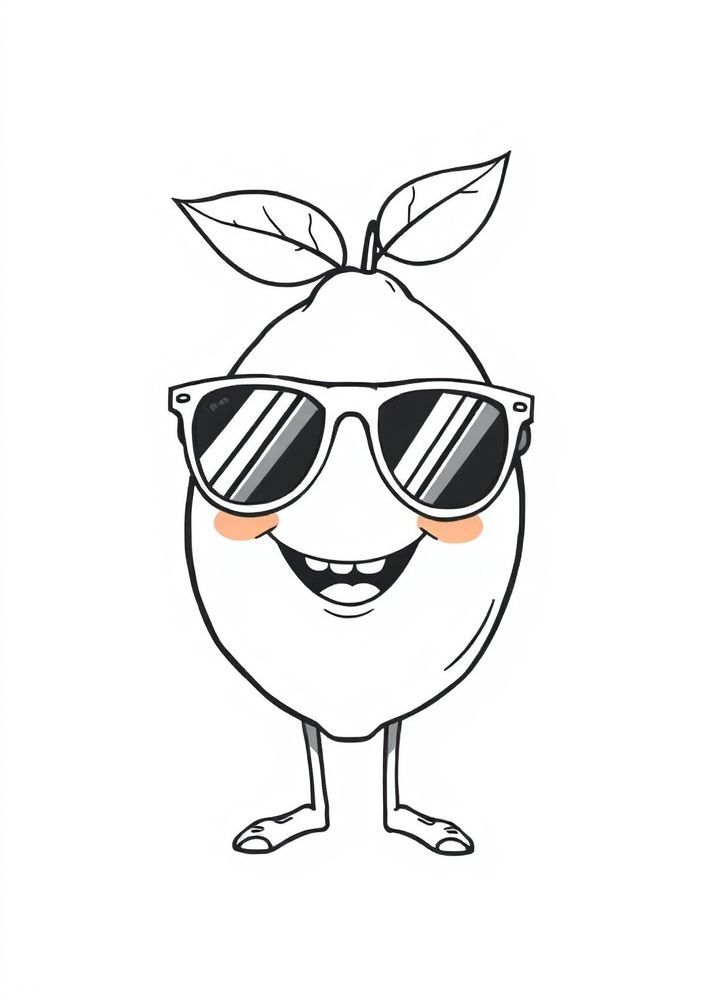 Desenho de Limão com óculos de sol para colorir