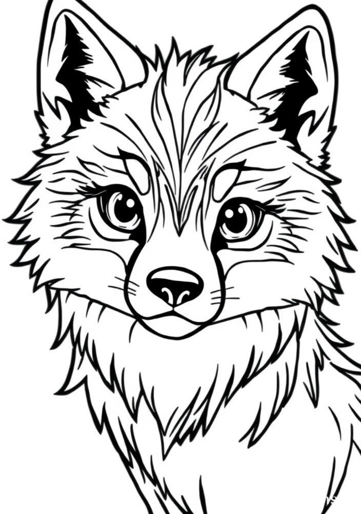 Desenho de Lobo Kawaii para colorir