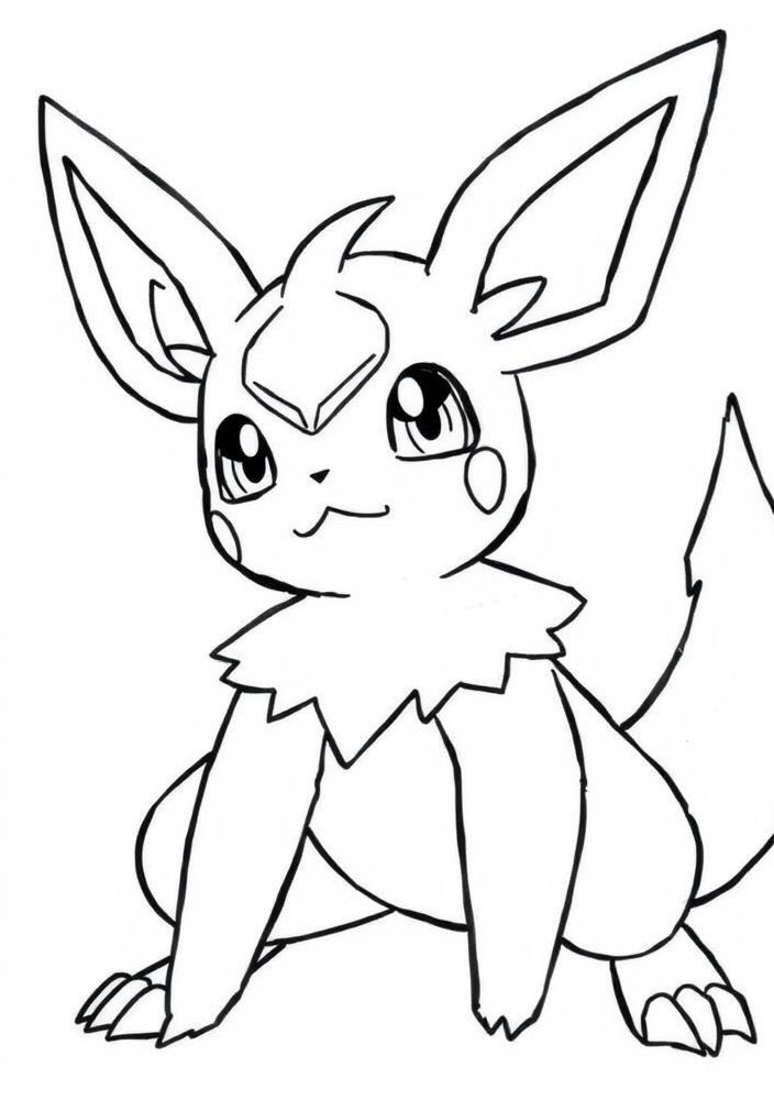 Desenho de Lucario em postura de batalha para colorir