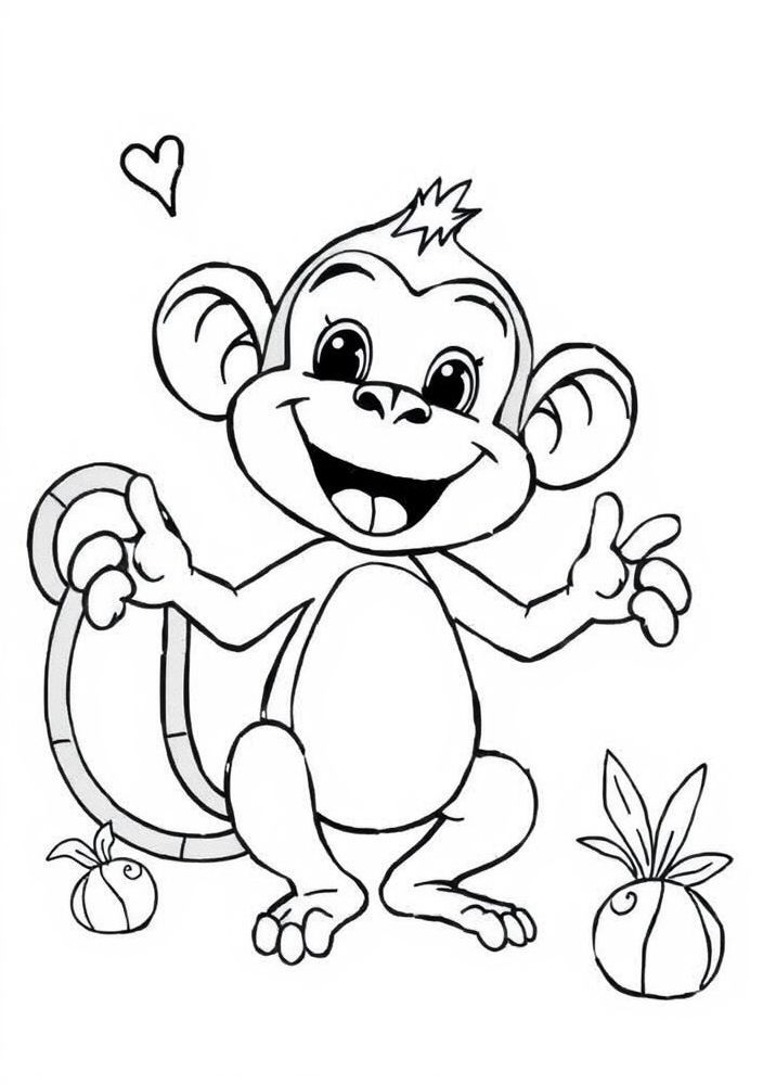 Desenho de Macaco Brincalhão para Colorir