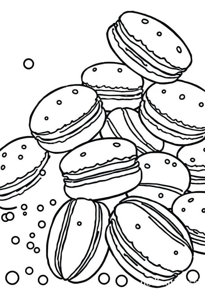 Desenho de Macaron Coloridos para Colorir