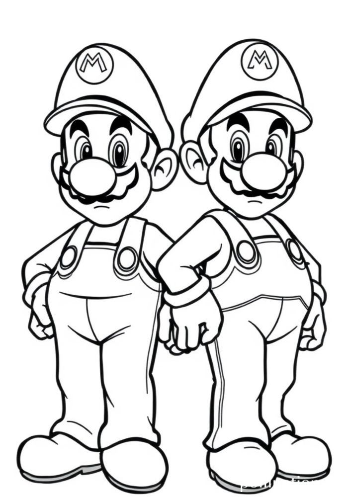 Desenho de Mario e Luigi juntos para colorir