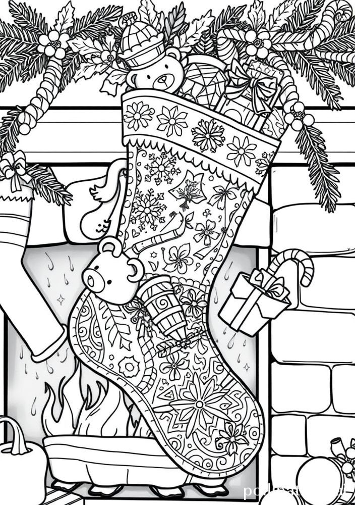 Desenho de Meia de Natal para Colorir