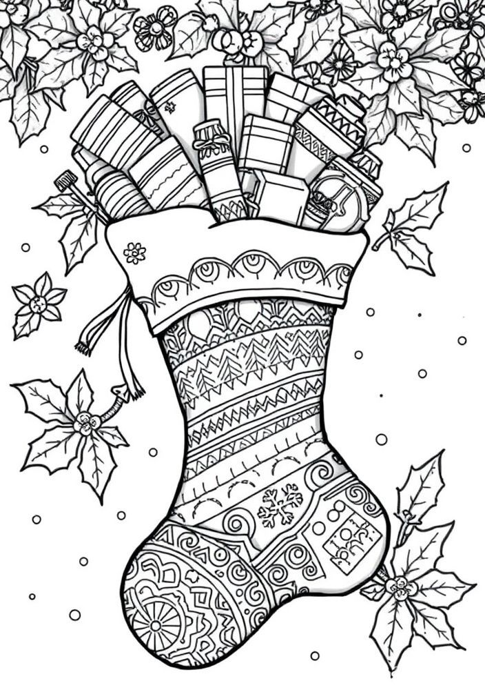 Desenho de Meia de Natal para Colorir