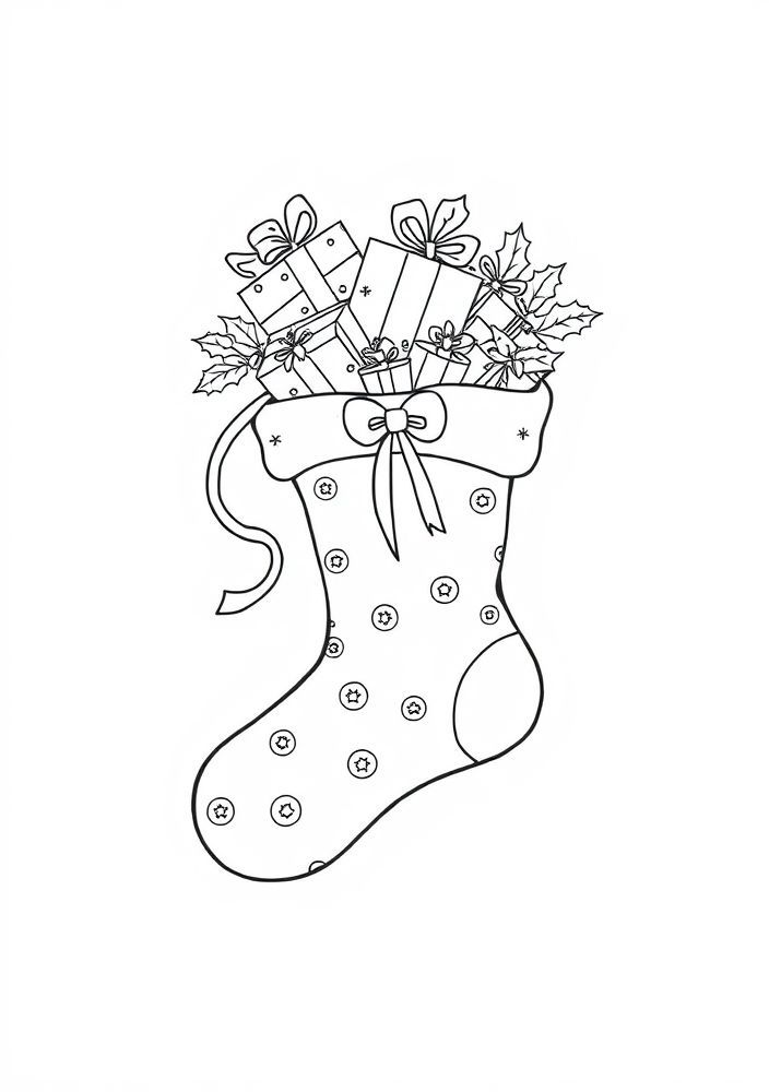 Desenho de Meia de Natal para Colorir