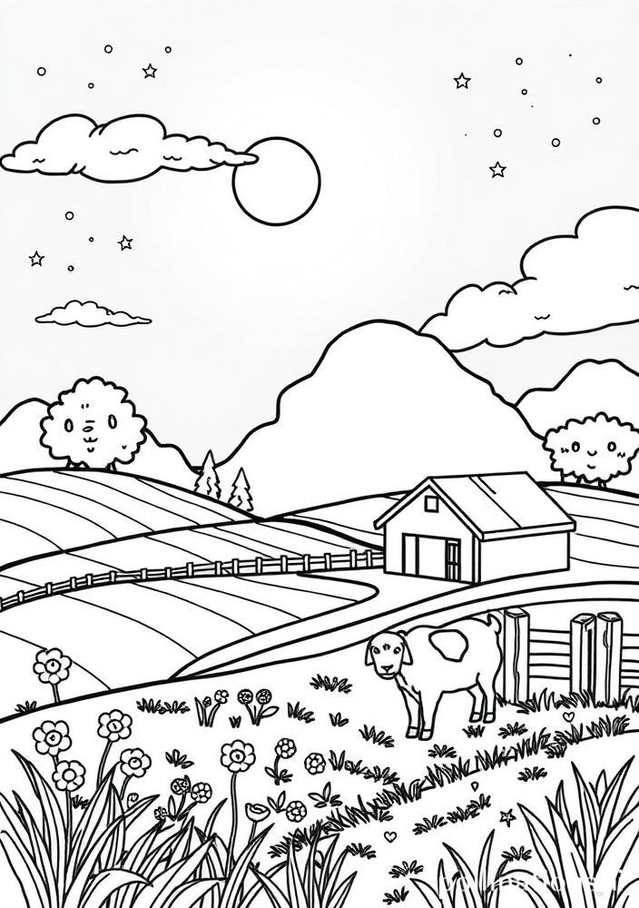 Desenho de Meia-noite de Fazendas para colorir