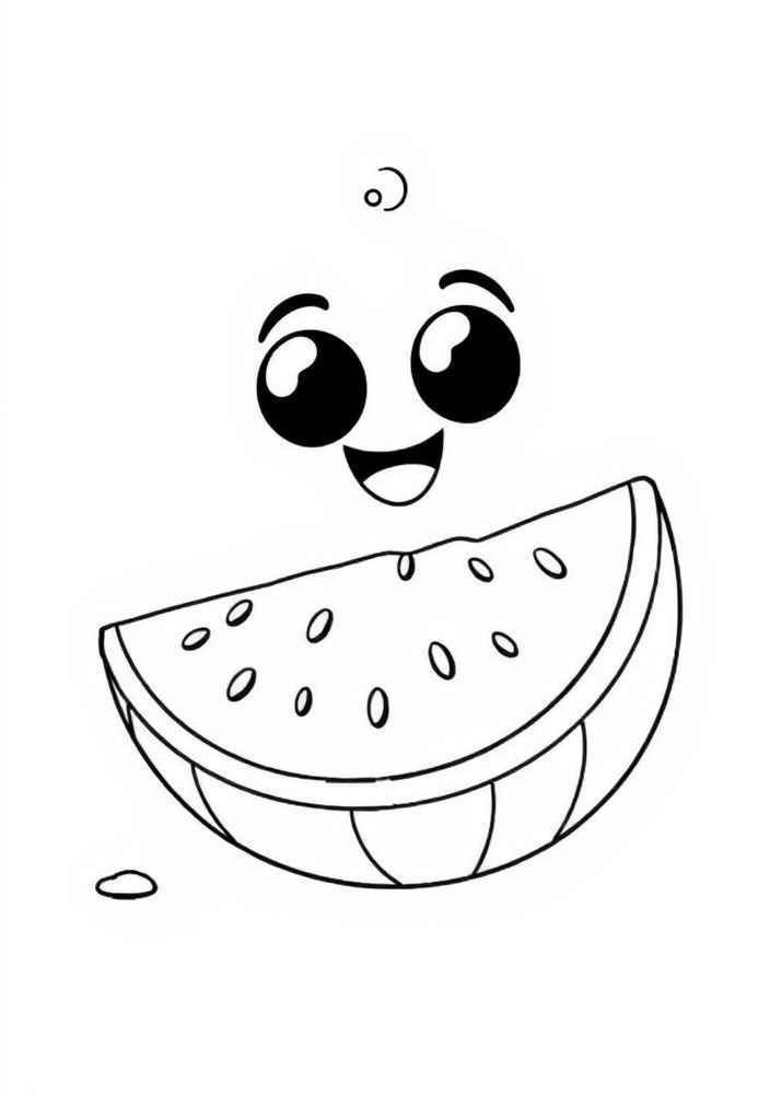 Desenho de Melancia Divertida para Colorir