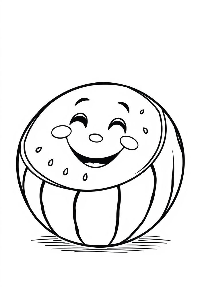 Desenho de Melancia com Sorriso para colorir