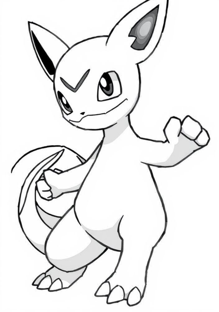 Desenho de Mewtwo com uma pose poderosa para colorir