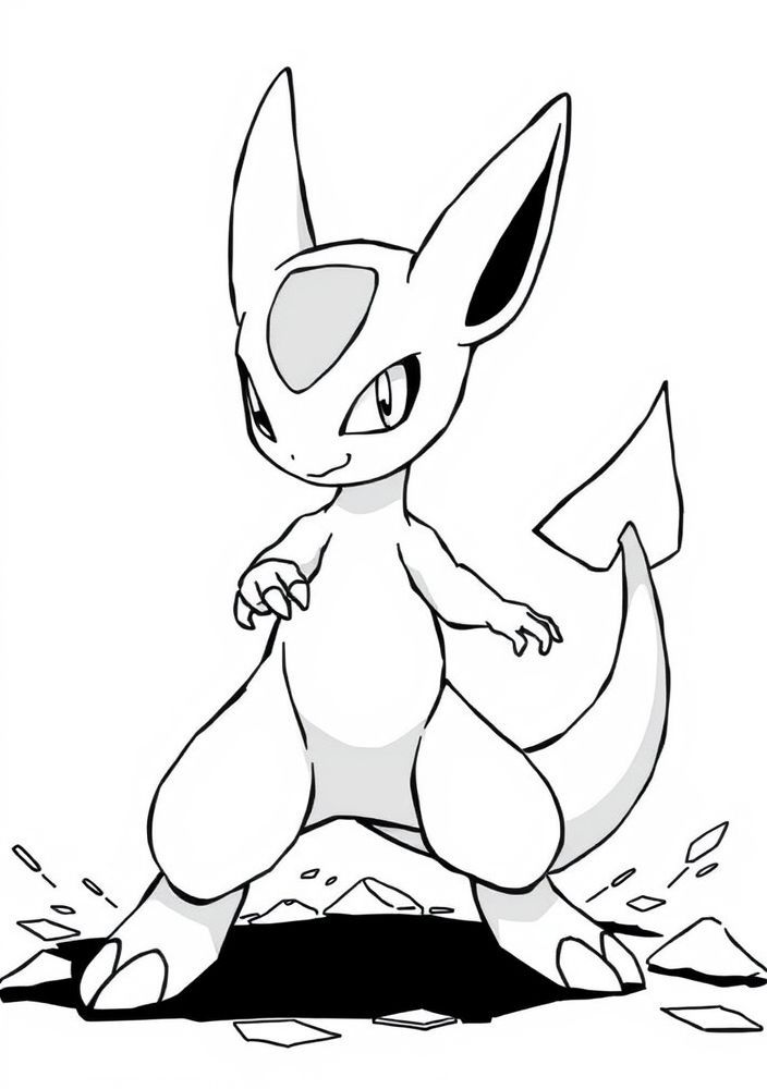 Desenho de Mewtwo em batalha para colorir
