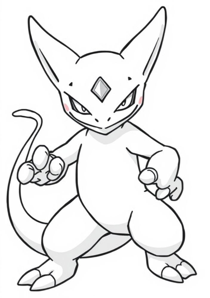 Desenho de Mewtwo sério para colorir