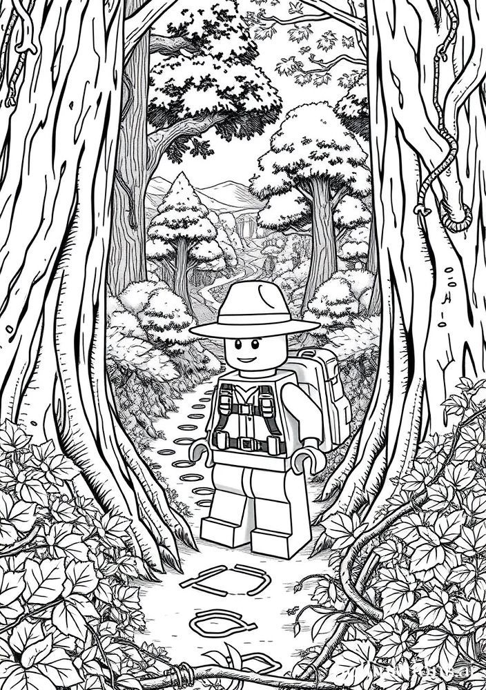 Desenho de Minifigura Lego aventureira para colorir