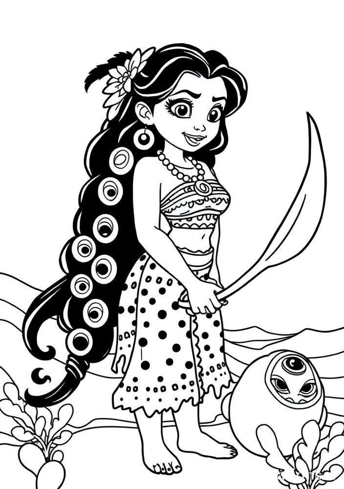 Desenho de Moana com Aventura Oceânica para colorir