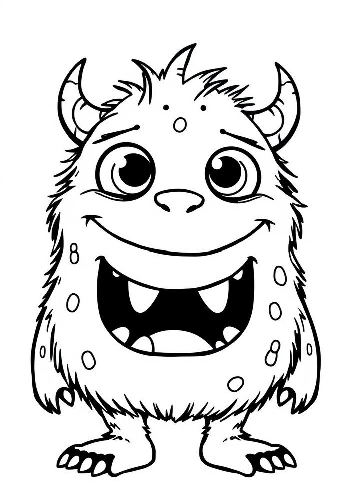 Desenho de Monstro Kawaii com um sorriso para colorir