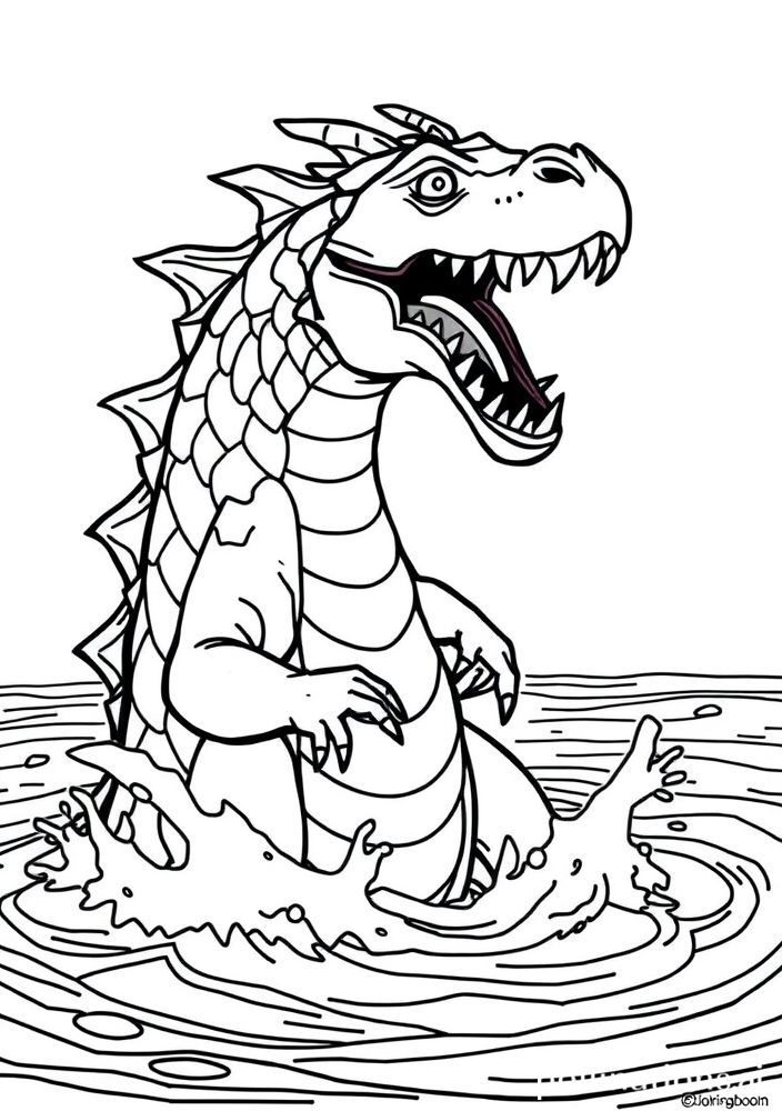 Desenho de Monstro do Lago Ness para Colorir