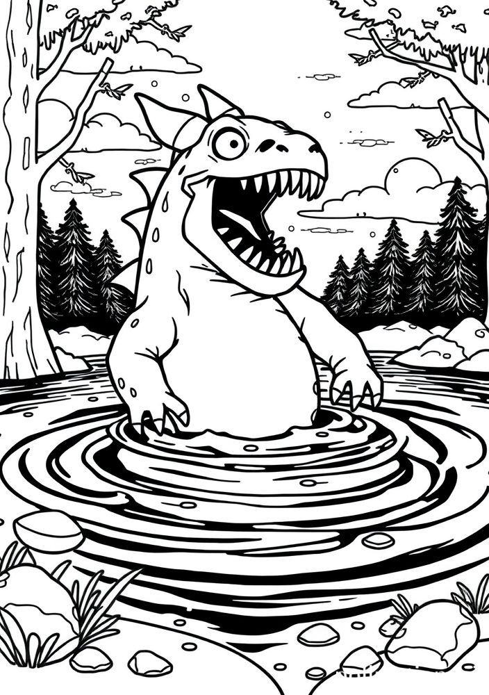 Desenho de Monstro do Lago para colorir