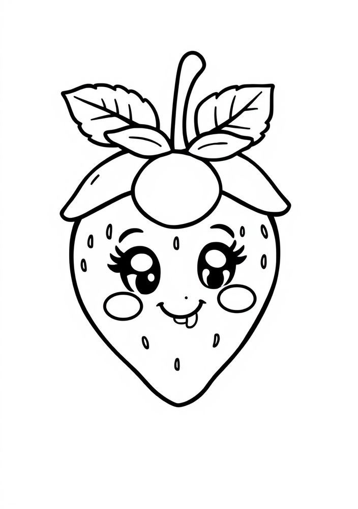 Desenho de Morango com chapéu para colorir