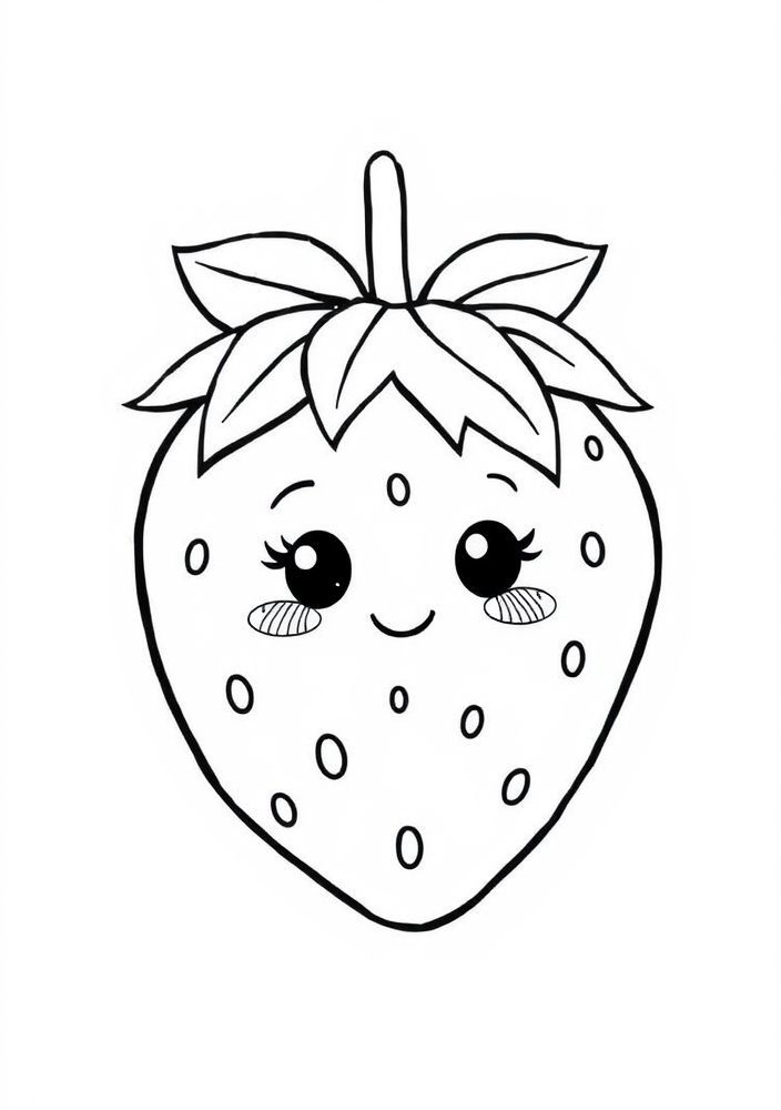Desenho de Moranguinho Kawaii para colorir