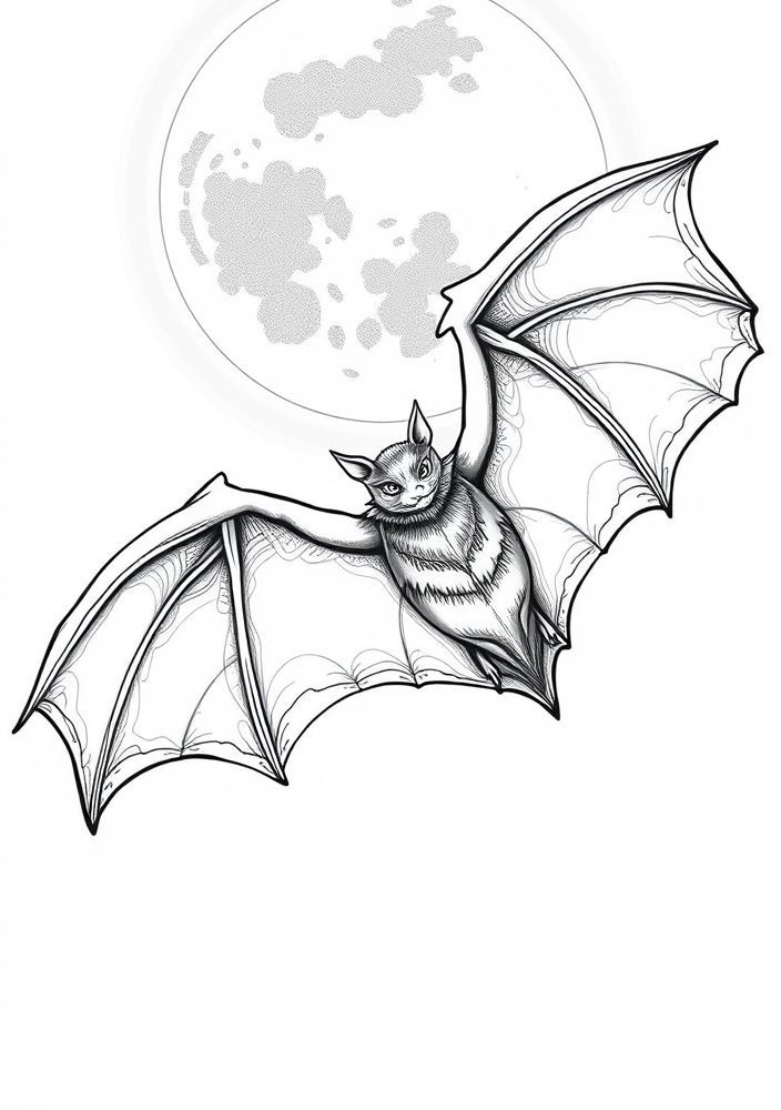 Desenho de Morcego Místico para colorir
