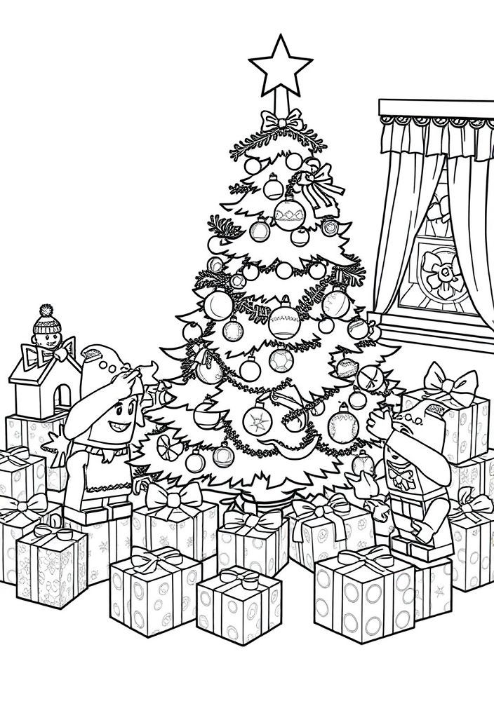 Desenho de Natal Lego para Colorir