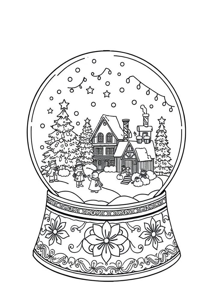 Desenho de Natalino Snow Globe para Colorir