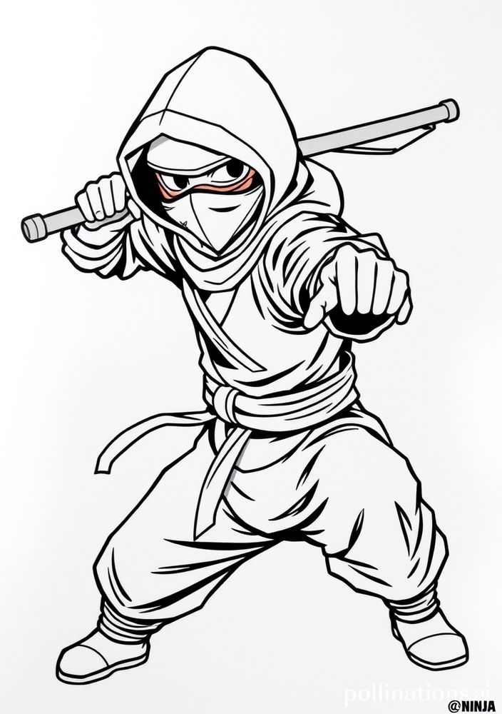 Desenho de Ninja em Ação para Colorir