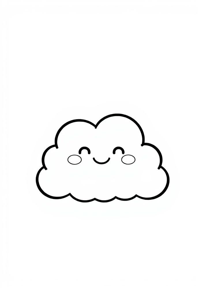 Desenho de Nuvem Kawaii com rosto sorridente para colorir