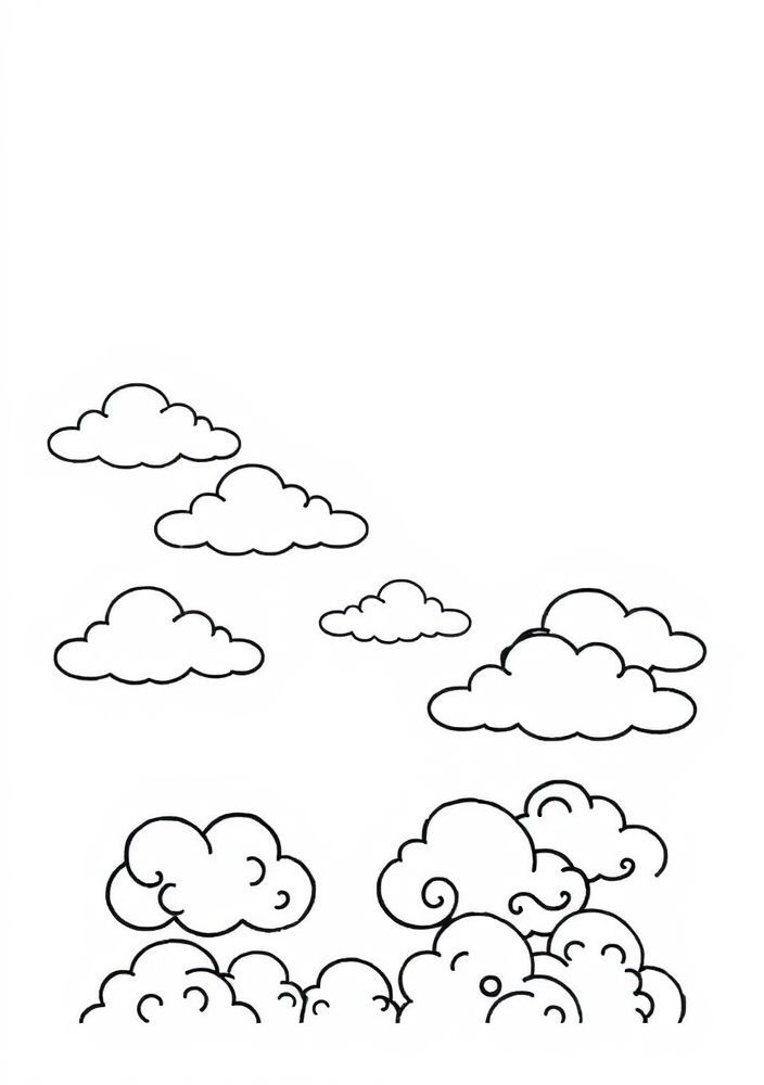 Desenho de Nuvens Kawaii para colorir