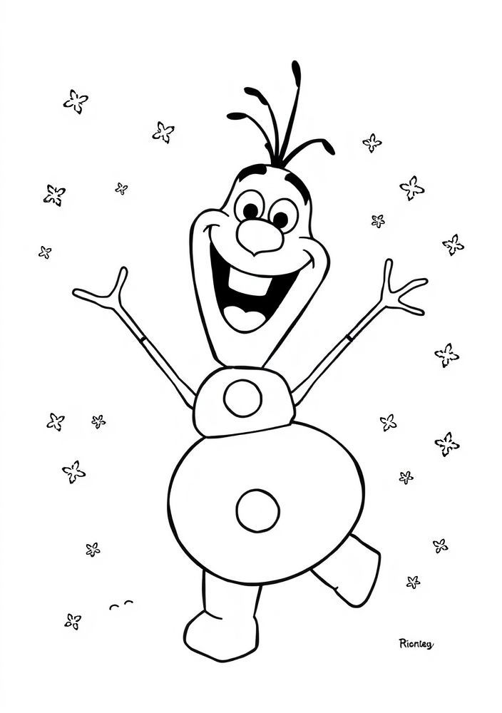 Desenho de Olaf dançando para colorir