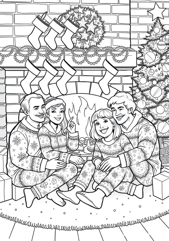 Desenho de Pajamas de Natal para Colorir