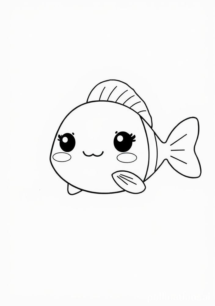 Desenho de Peixe Kawaii para colorir