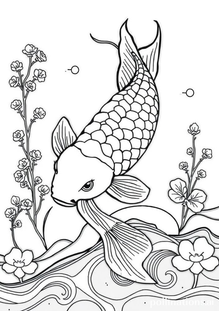 Desenho de Peixe da Sorte (Koi) para colorir