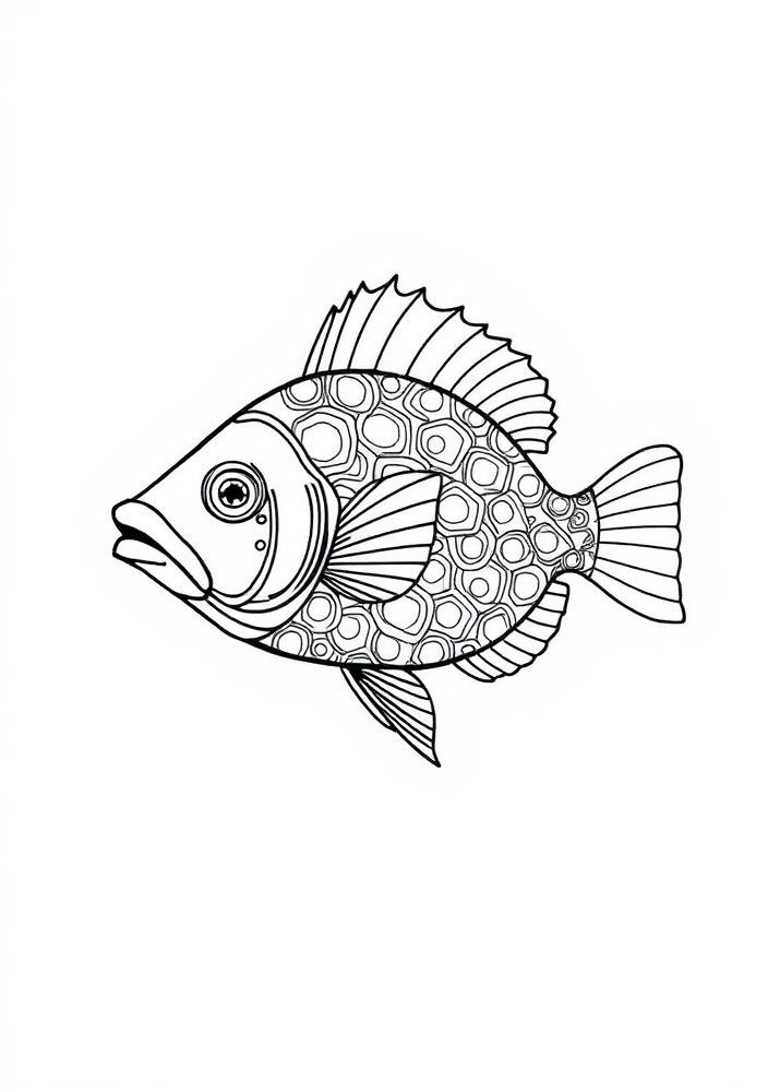 Desenho de Peixe de Estilo Vintage para colorir