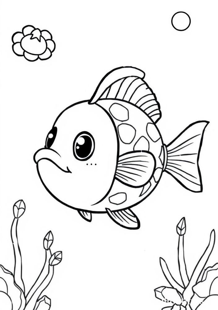 Desenho de Peixinho Kawaii para colorir