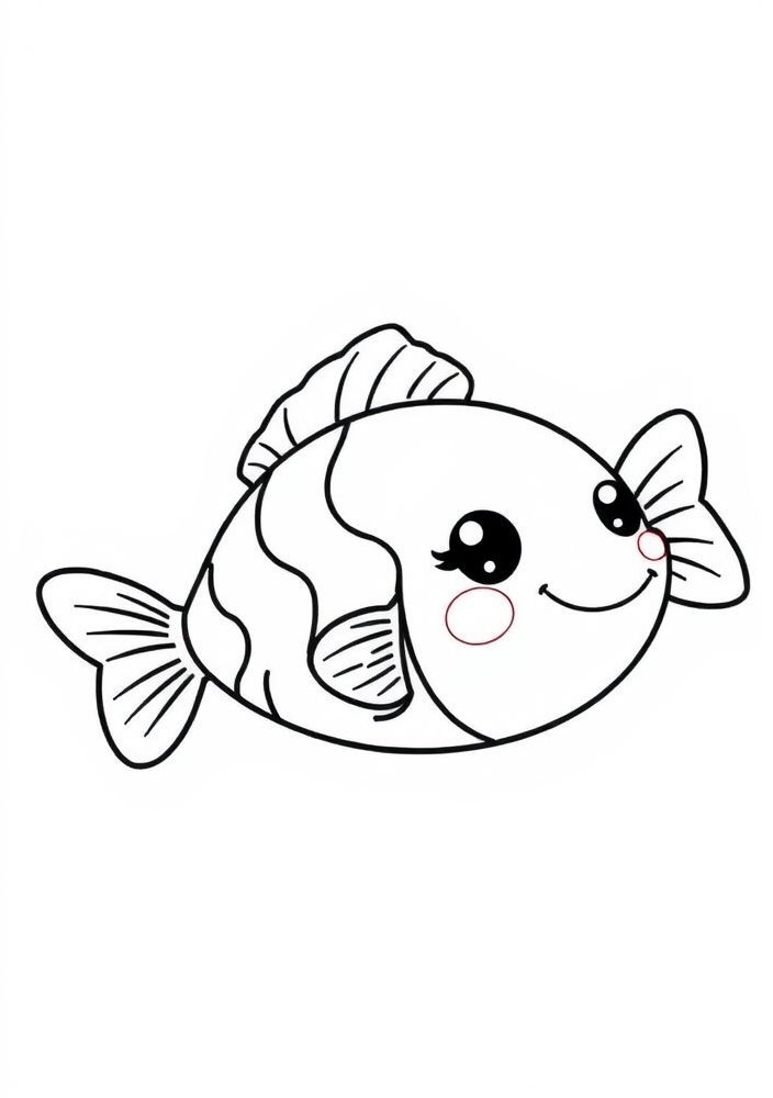 Desenho de Peixinho Kawaii para colorir