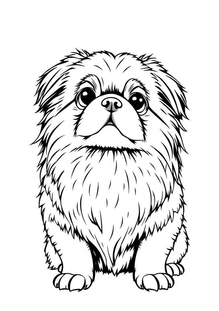 Desenho de Pekingese com expressão curiosa para colorir