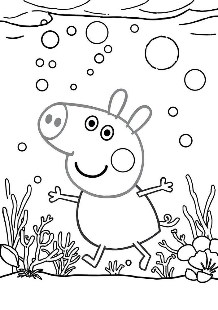 Desenho de Peppa Pig no fundo do mar para colorir