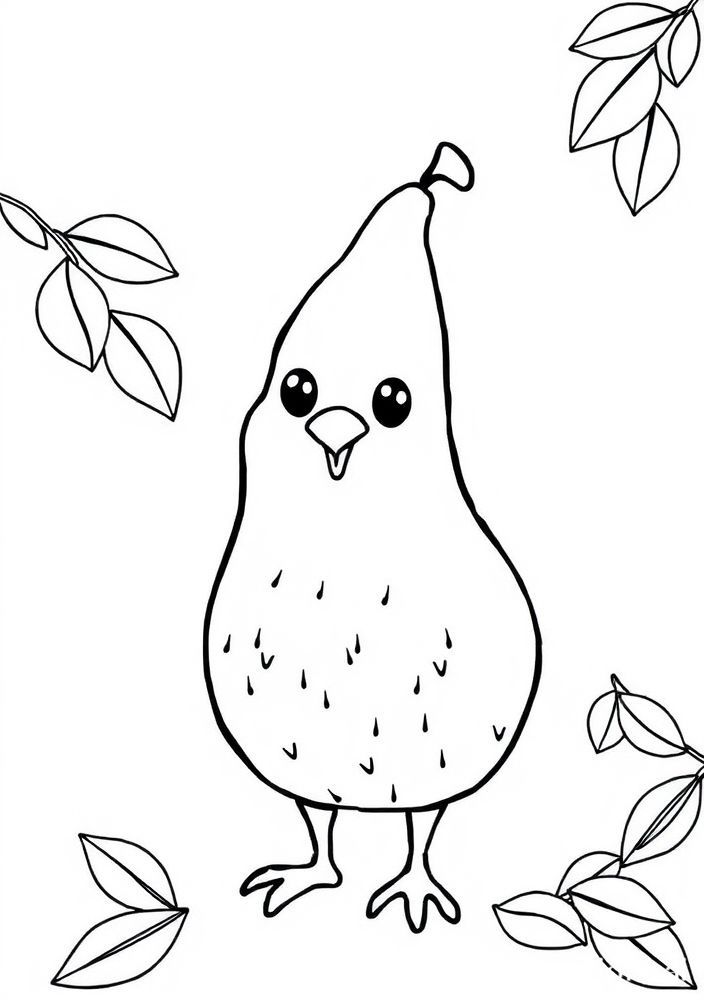 Desenho de Pera com Sorriso Amigável para colorir