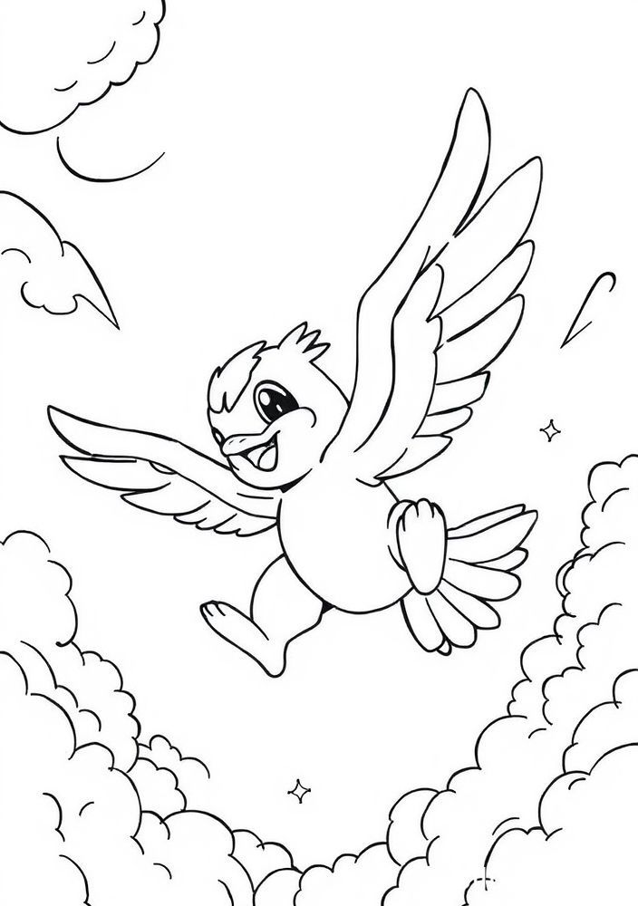 Desenho de Pidgey voando alto para colorir