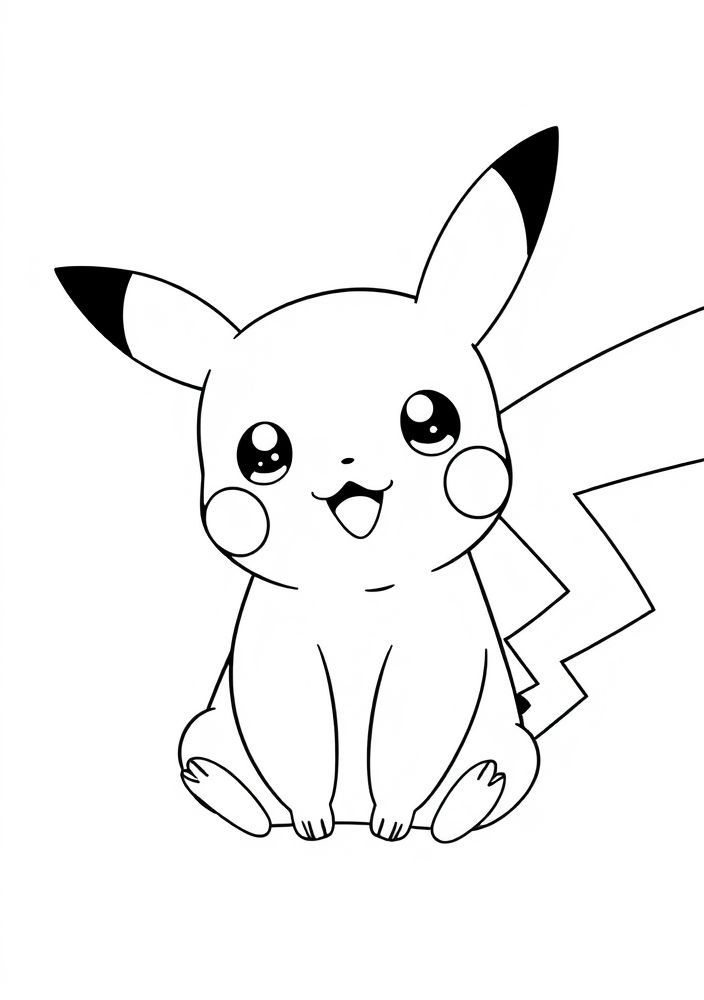 Desenho de Pikachu Kawaii para colorir