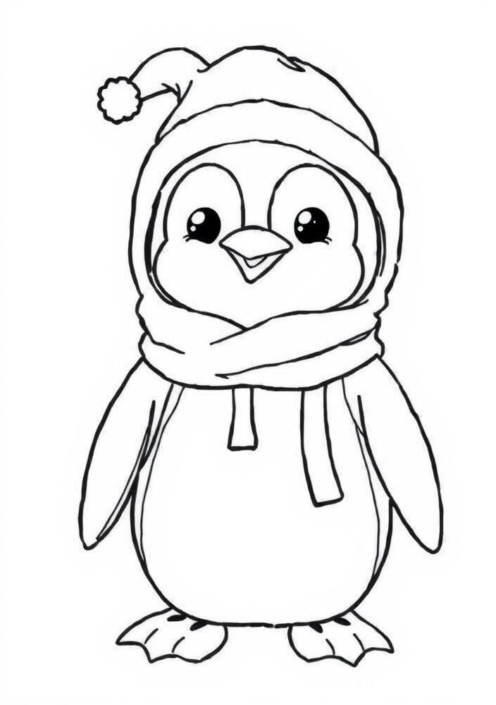 Desenho de Pinguim Fantasiado para colorir