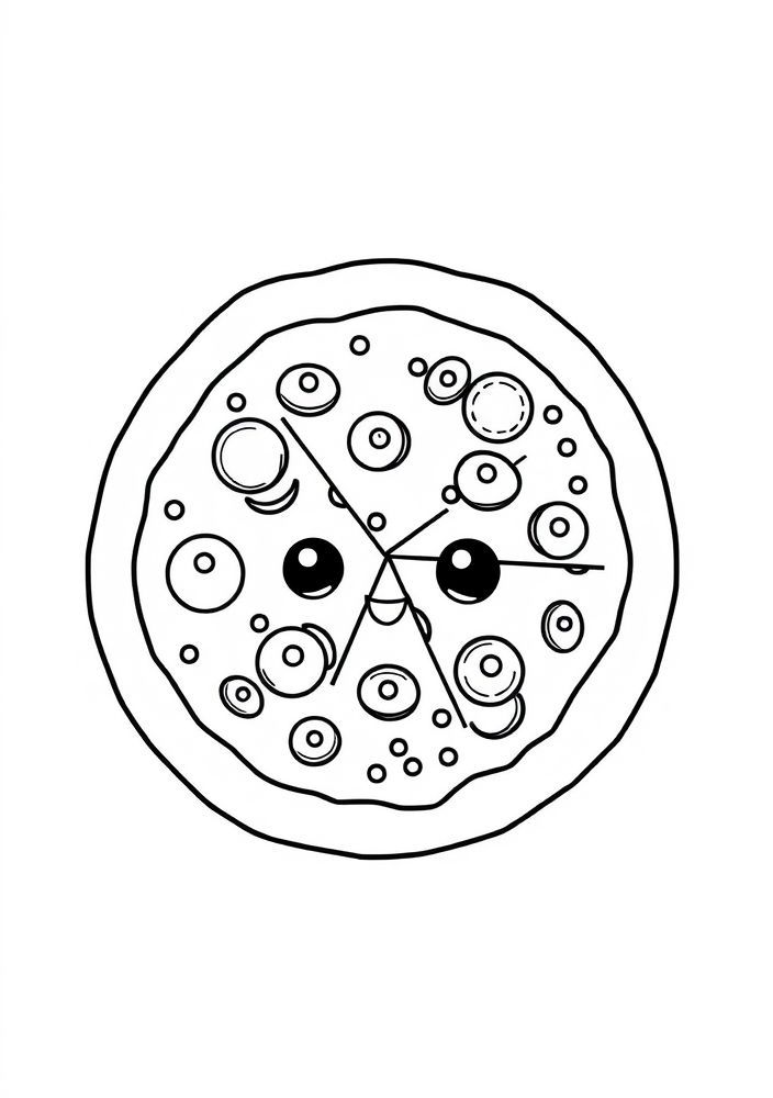 Desenho de Pizza com Ingredientes Coloridos para Colorir