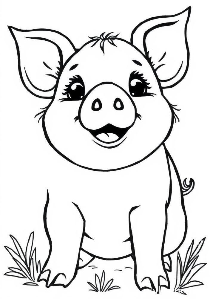 Desenho de Porquinho Brincalhão para Colorir